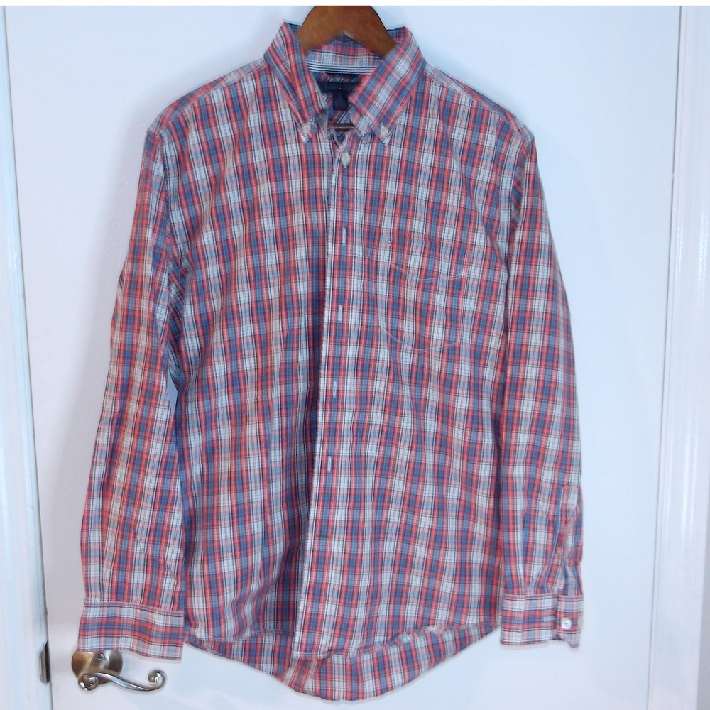 Tommy H. Plaid Button Down Long Sleeve Casual Shirt Menswear Top M /#6139